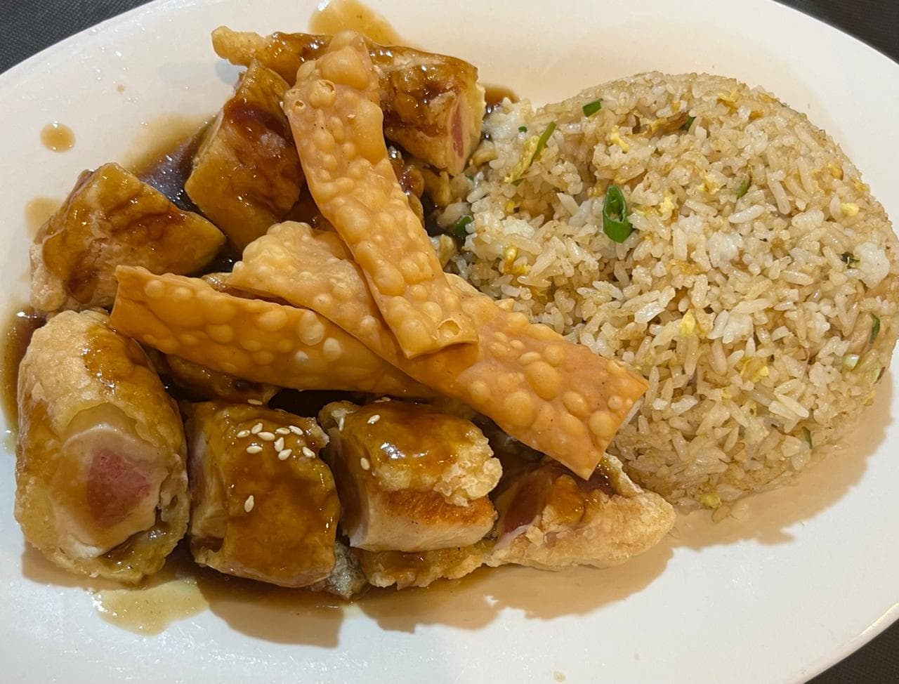 Menú Pollo Enrollado en Salsa de Ostión