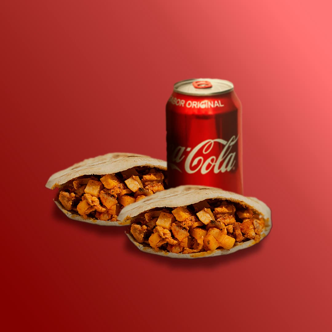 2 Gorditas y Coca Cola lata 355 ml