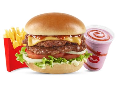 Hamburguesa BBQ+ 1 Papa Pequeña + Malteada Mediana