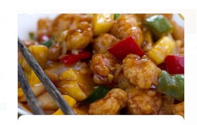Pollo en Trocitos en Salsa Agridulce