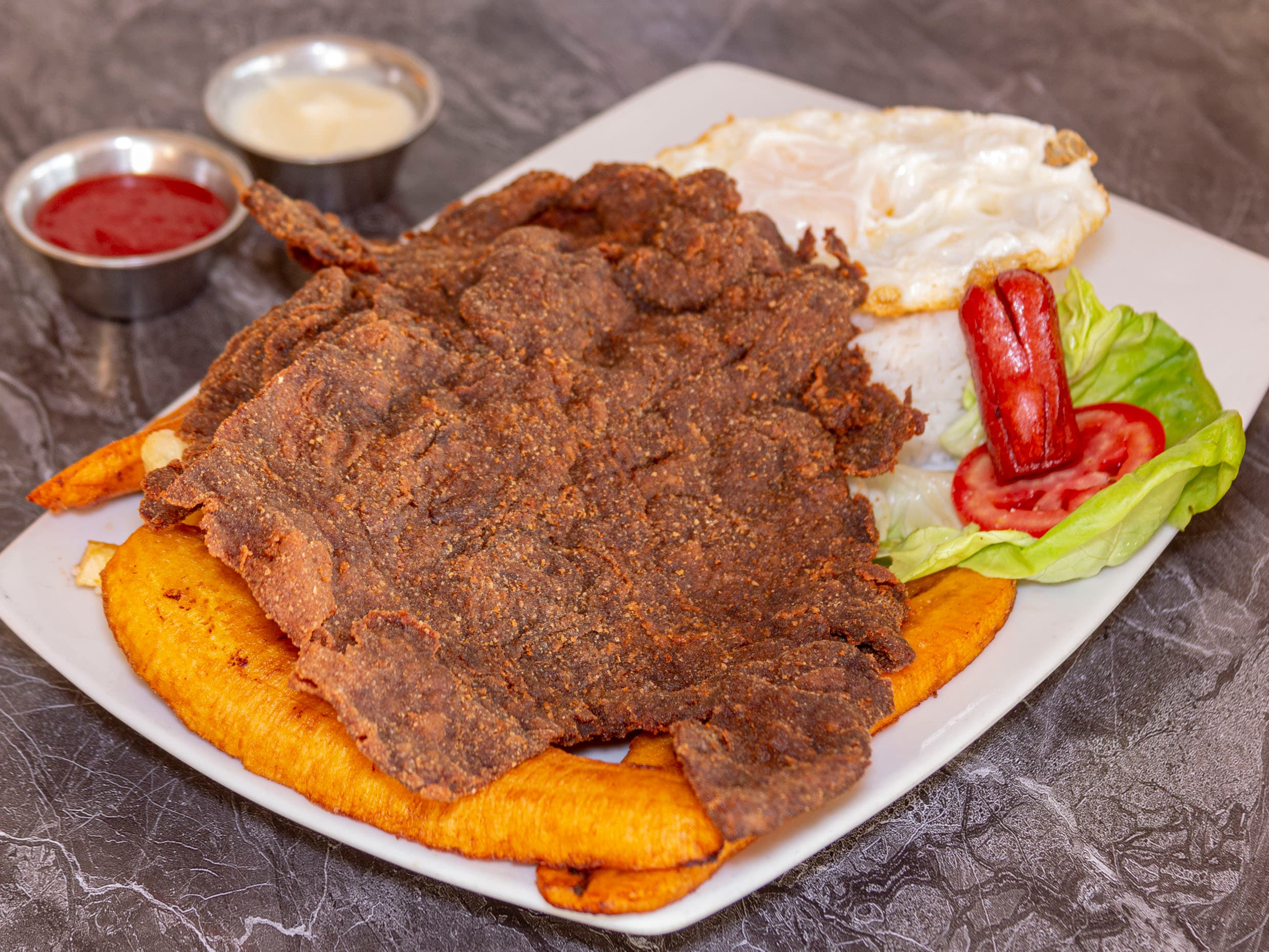 Bistec Apanado a lo Pobre