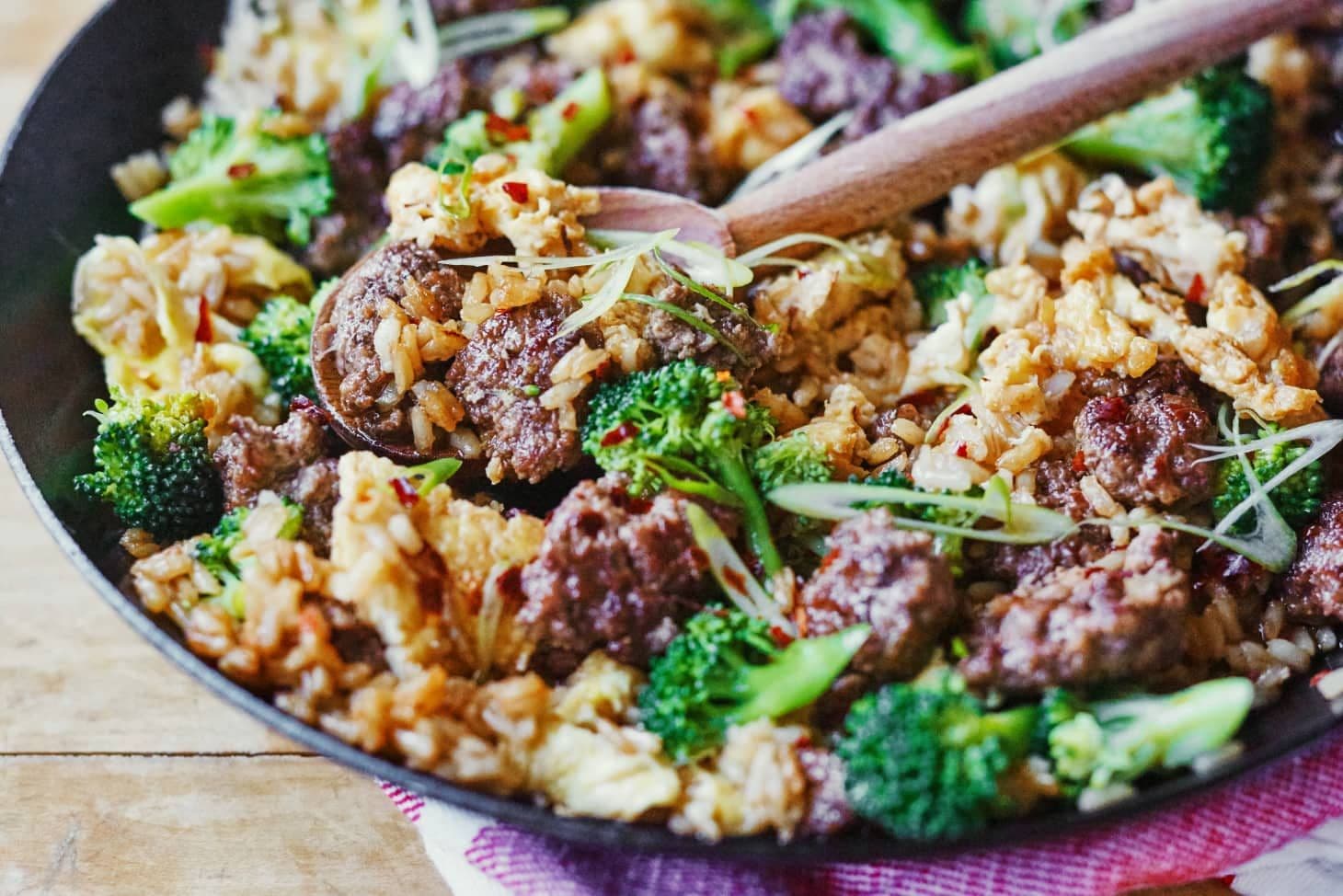 Beef, Broccoli and Steamed Rice