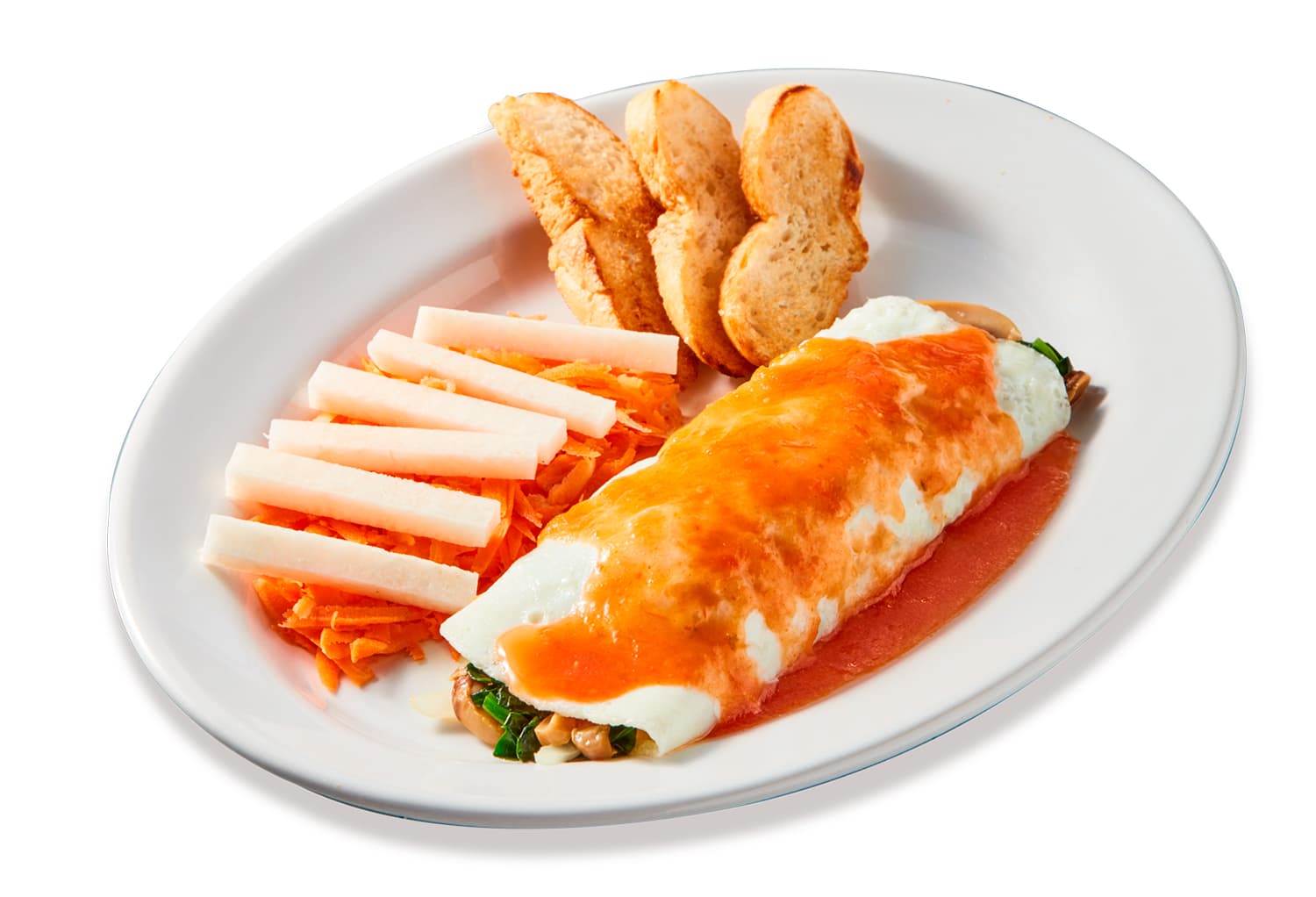 Omelette de Claras con Champiñón y Espinacas