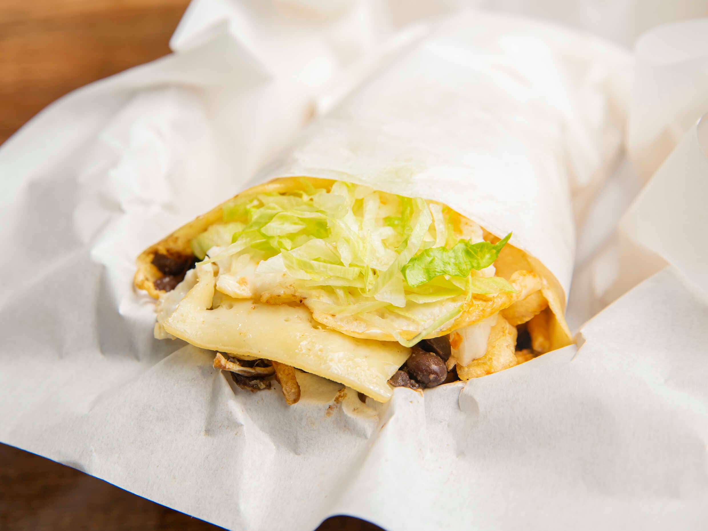 Taco Vegetariano(Queso + huevo)