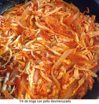 1/4 de Tinga con Pollo Desmenuzado