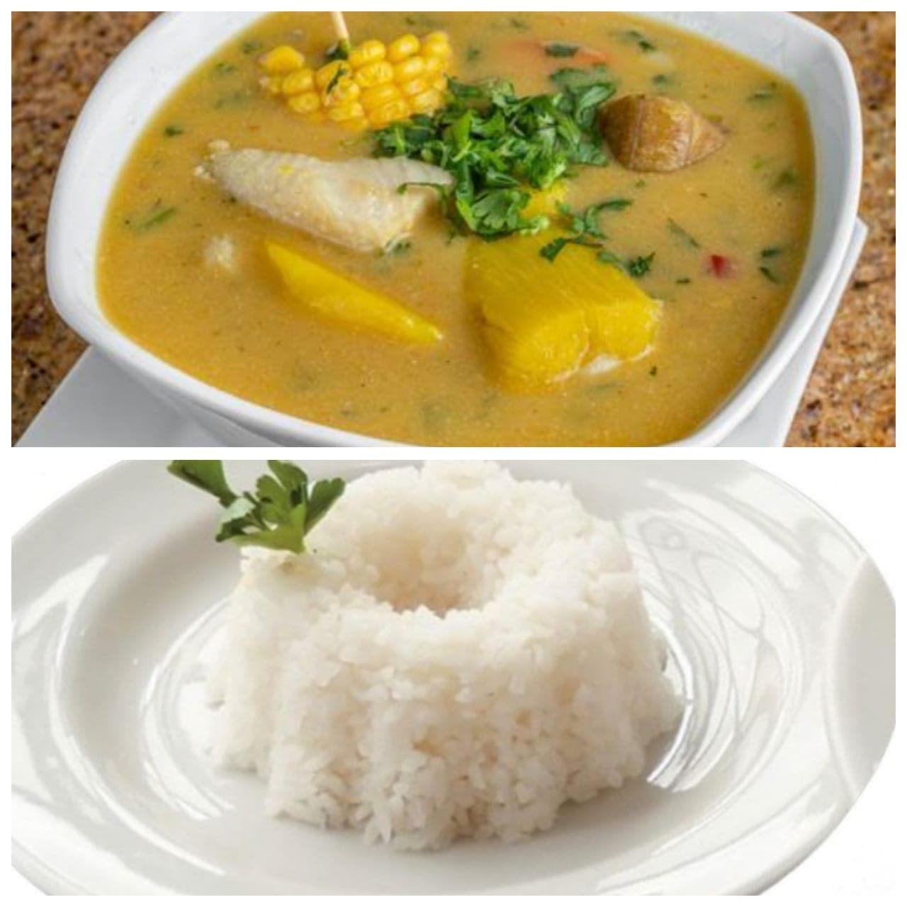 Sancocho de Pescado Pequeño más Arroz