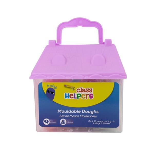Masa Moldeable Figura de Casita 12Pza. 3 Moldes Color Lila