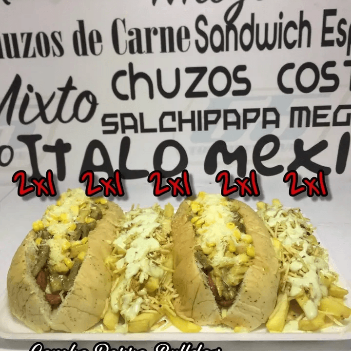 2 Perros Bulldogs + 2 Papas Gratinadas