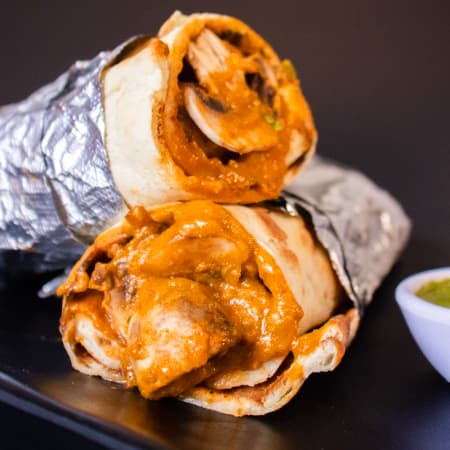 Mushroom Masala Burrito (Vegano)