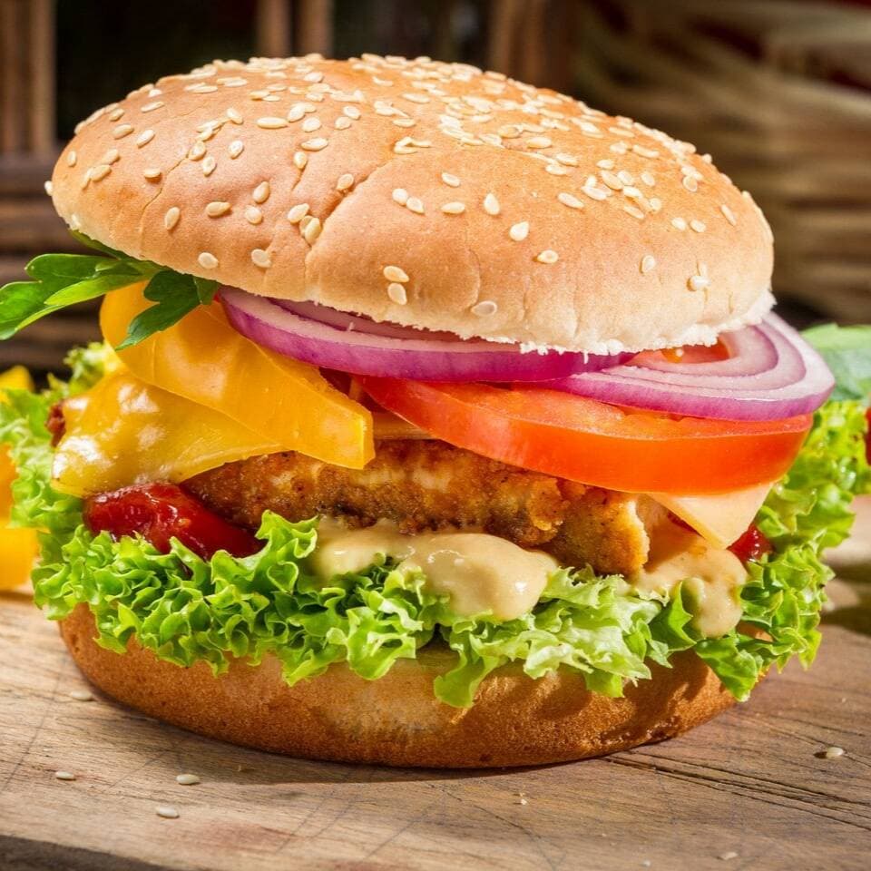 Burger artesanal de Pollo + Papas a la francesa