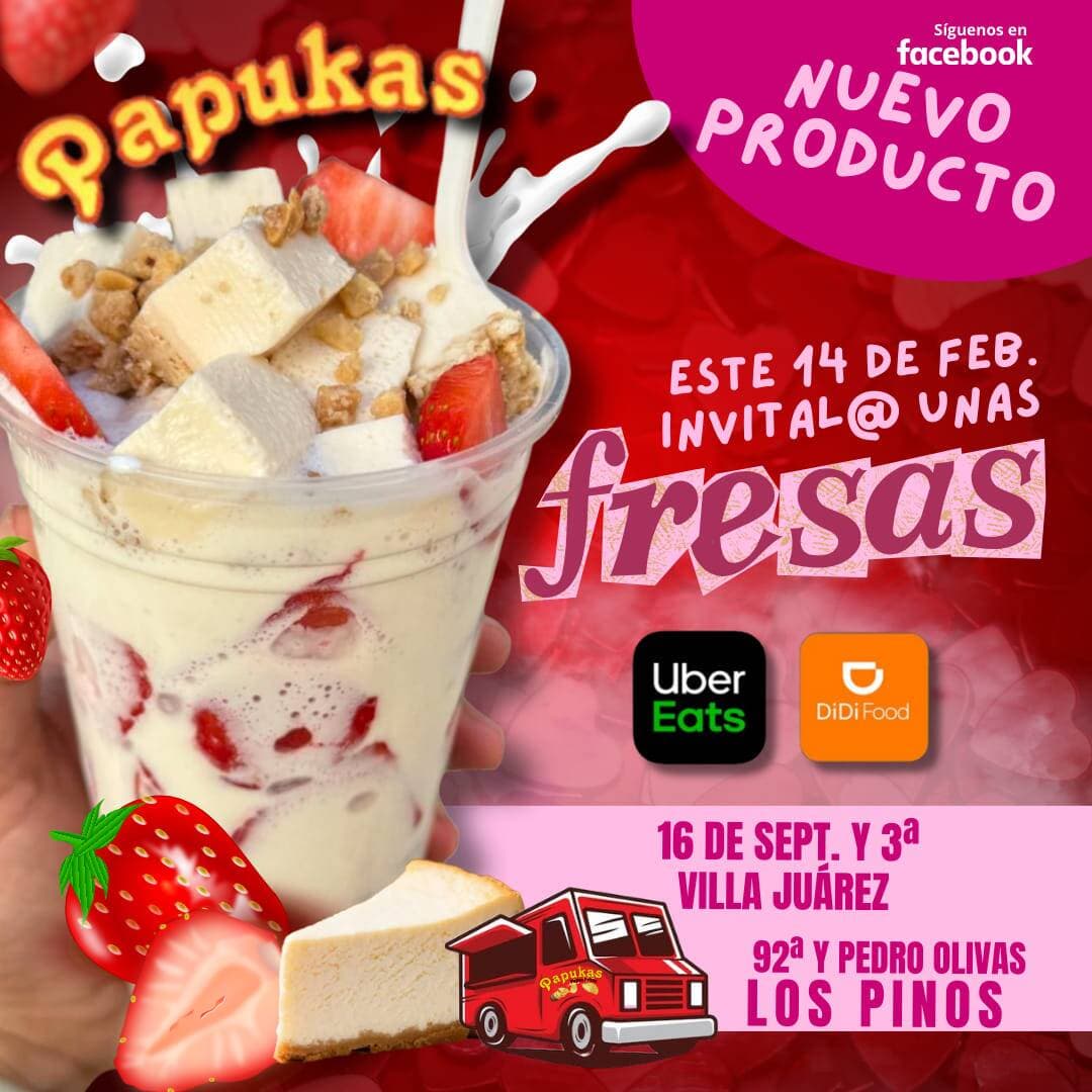 Fresas con crema y pay de queso