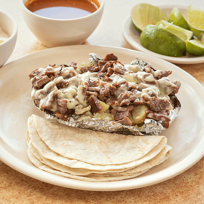 PAPA CON BISTEC
