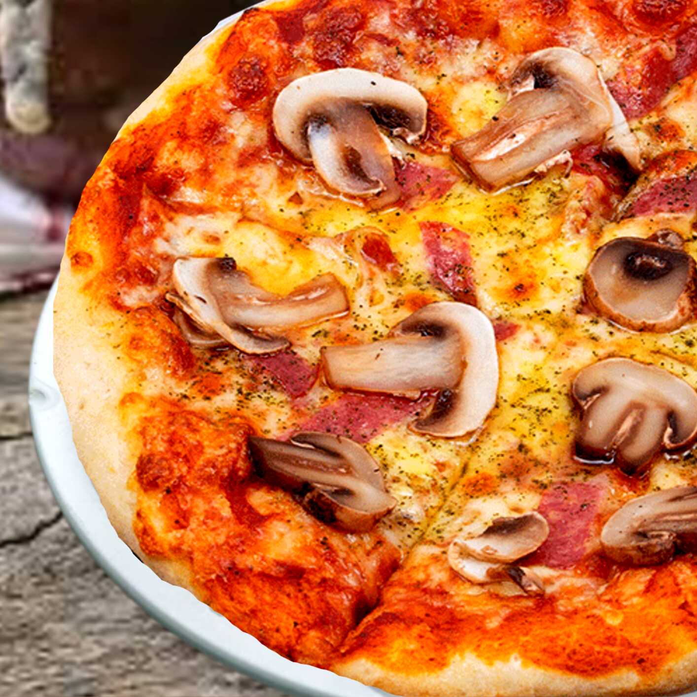 Pizza Jamón Champiñones