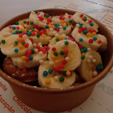 Mini Hotcakes Plátano+Lechera+ Chispas de colores