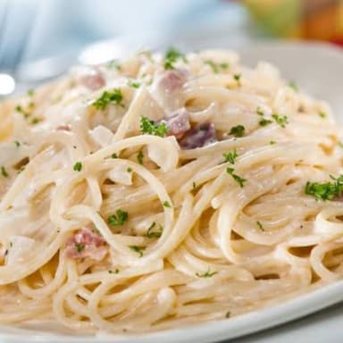 Carbonara, Pan Ajo, Tiras Crispy