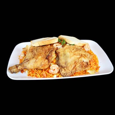Medio arroz valenciana con camarón