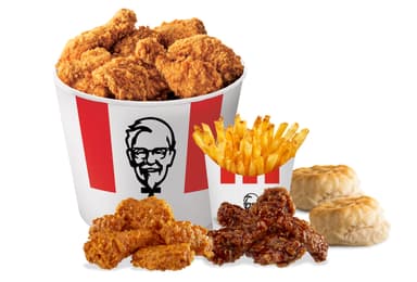 6 piezas de pollo ,12 alitas, papa individual, 2 b