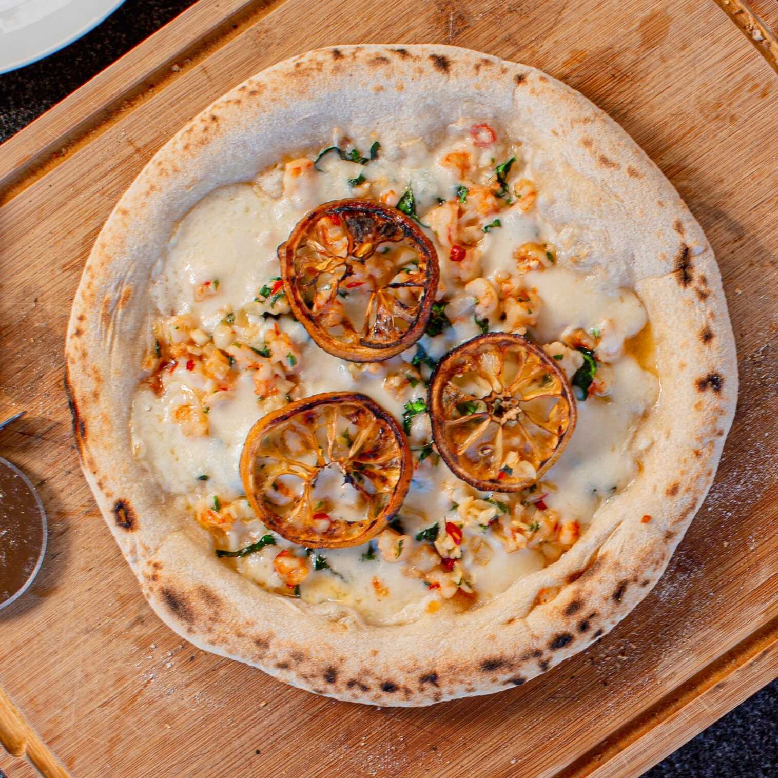 Pizza Camarones al Ajillo