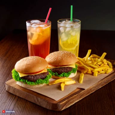 Burger Premium  X2 + 2 Papás + 2 Bebidas