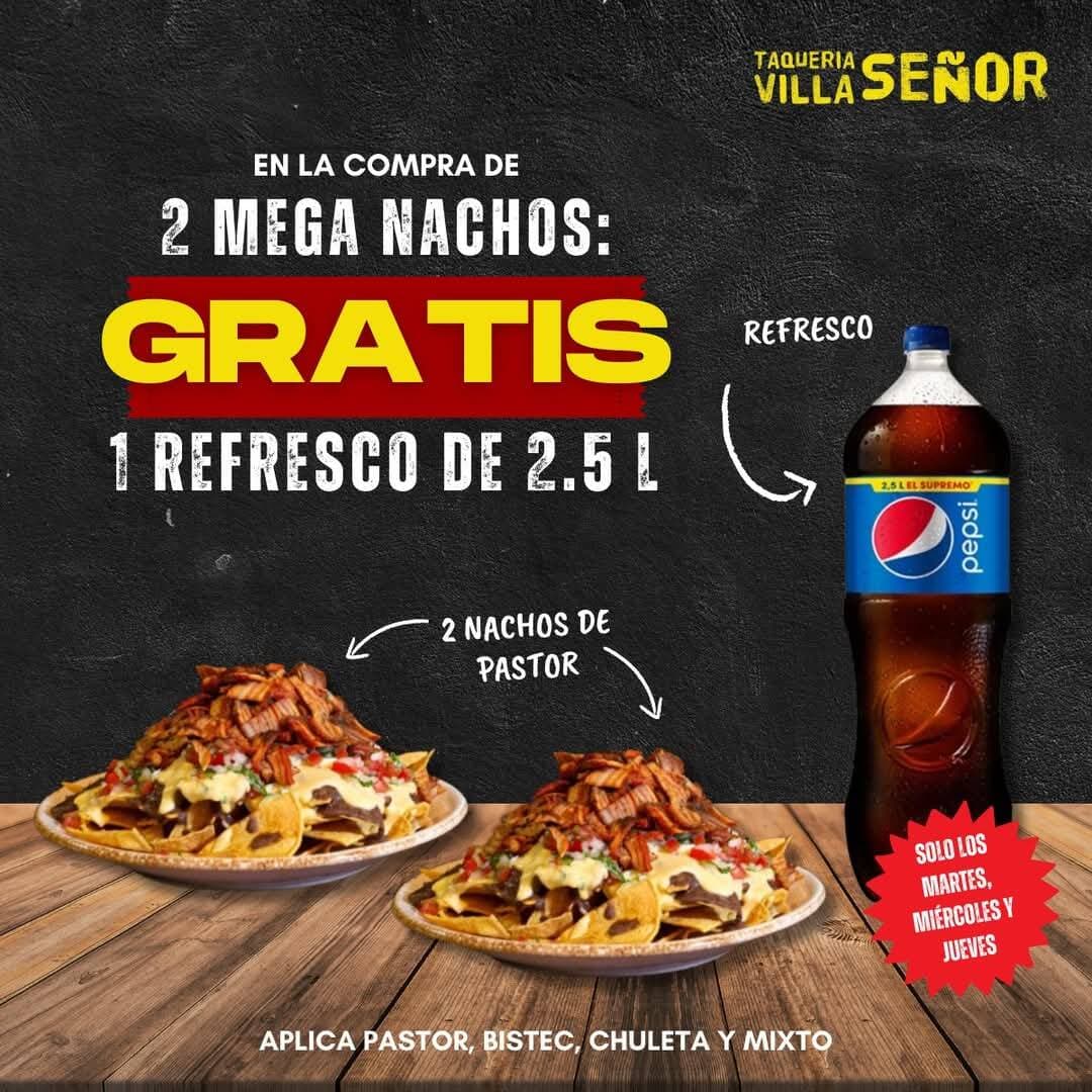 Combo - 2 Mega Nachos de Pastor + Refresco 2.5 Lt