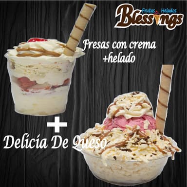 PROMO Fresas con Crema+Helado & Delicia De Queso
