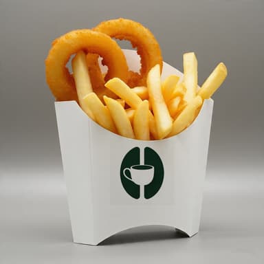 Papas Fritas y Aros de Cebolla con Refresco Seven