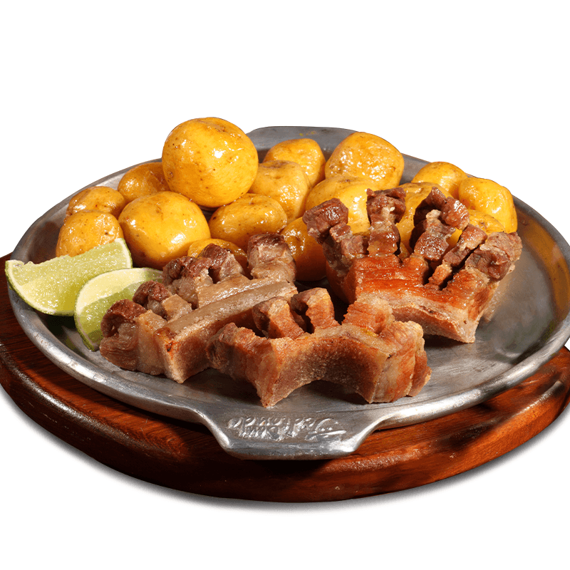 Chicharrón Entrada con Papa Criolla