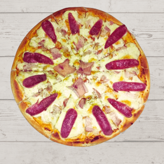 Pizza Chorizo y Tocino 12 Porciones