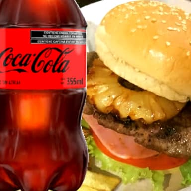 Hamburguesa hawaiana + Coca Cola 355ml Zero