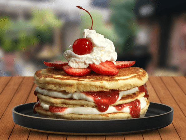 Pancakes de Fresas con Crema