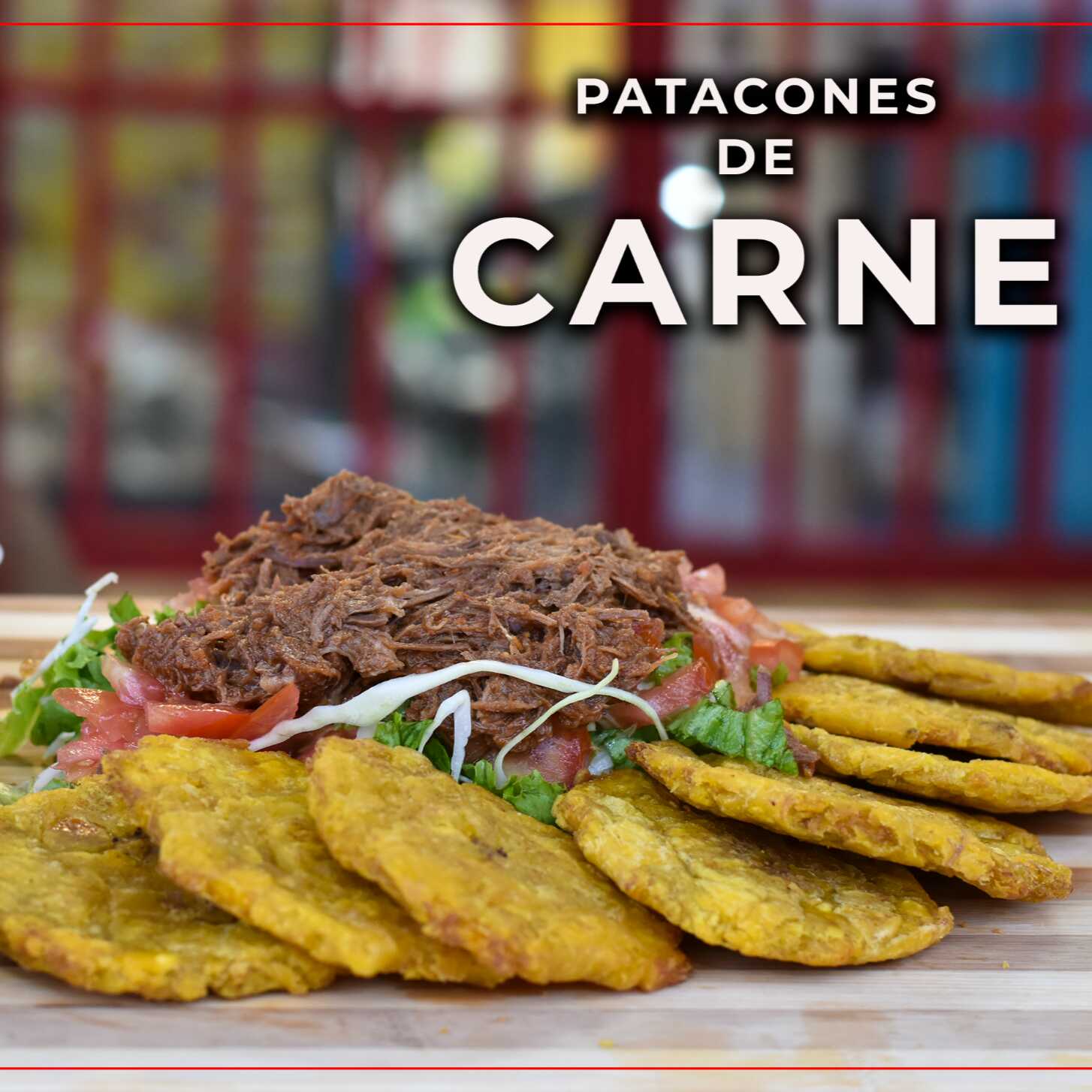 Patacones con Carne Mechada de Res