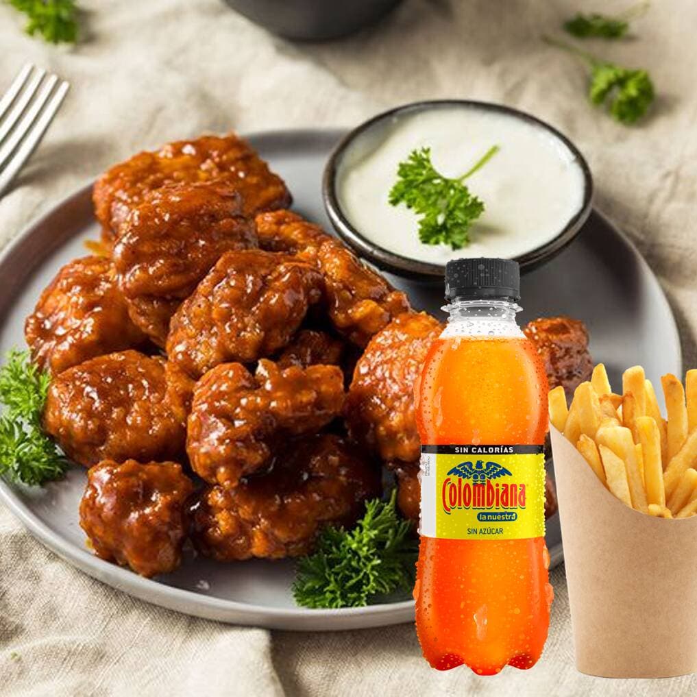 Alitas BBQ X12 más 2 Gaseosas 250 Ml.