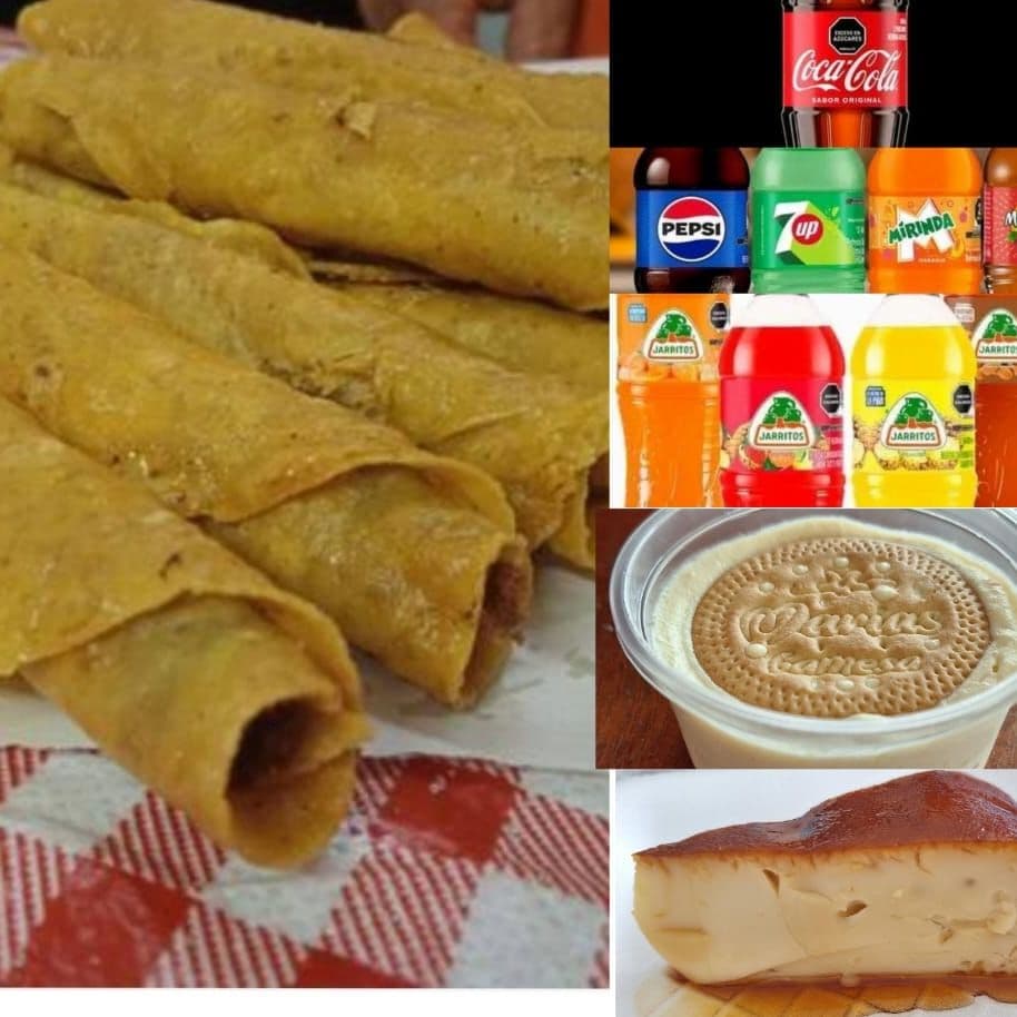 Combo 5 Flautas, Soda y Postre