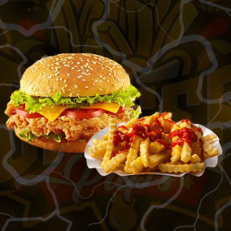 Hamburguesa de Pollo con Papas