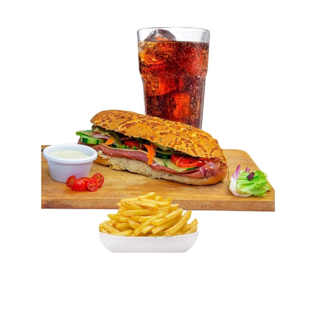 Combo 1 Baguette Jamón Serrano + Papas + Refresco