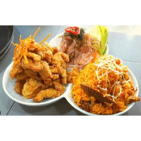 Trio(Ceviche, Arroz c/Mariscos,chicharron)+Refresc