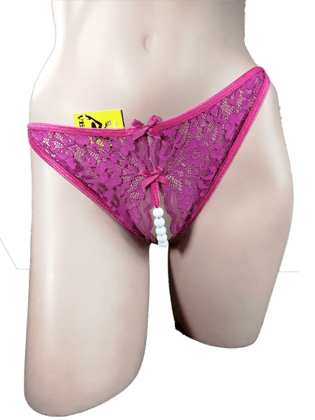TANGA ABIERTA CON PERLAS FUSCHIA