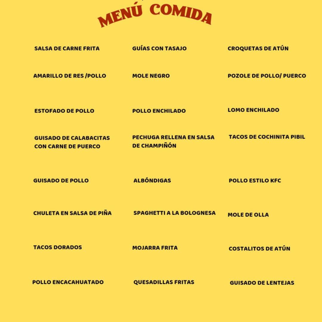 Menú Comida Corrida del Día + Entrada + Tortillas