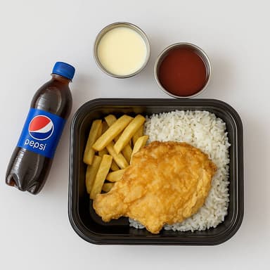 1/4 BROASTER(PIERNA COMPLETA)+PAPAS+ARROZ+PEPSI