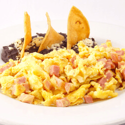 Huevos con jamón y tocino