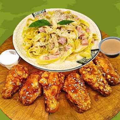 Duo Perfecto Alitas Bbq 6und+menu F Alfredo