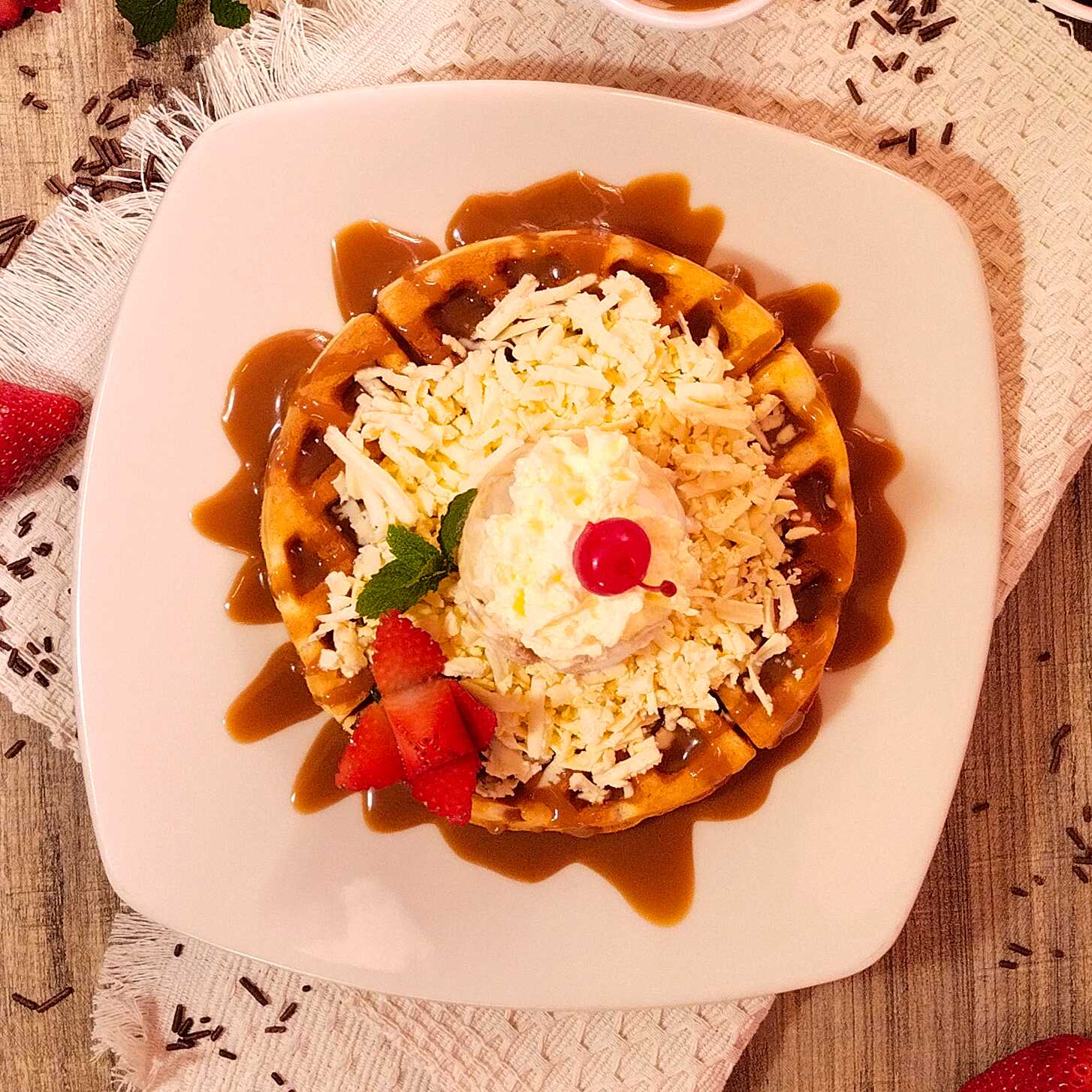Waffle de Arequipe y Queso