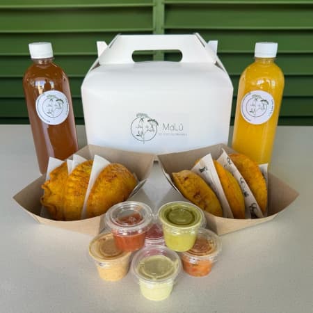 6 empanadas y 2 bebidas
