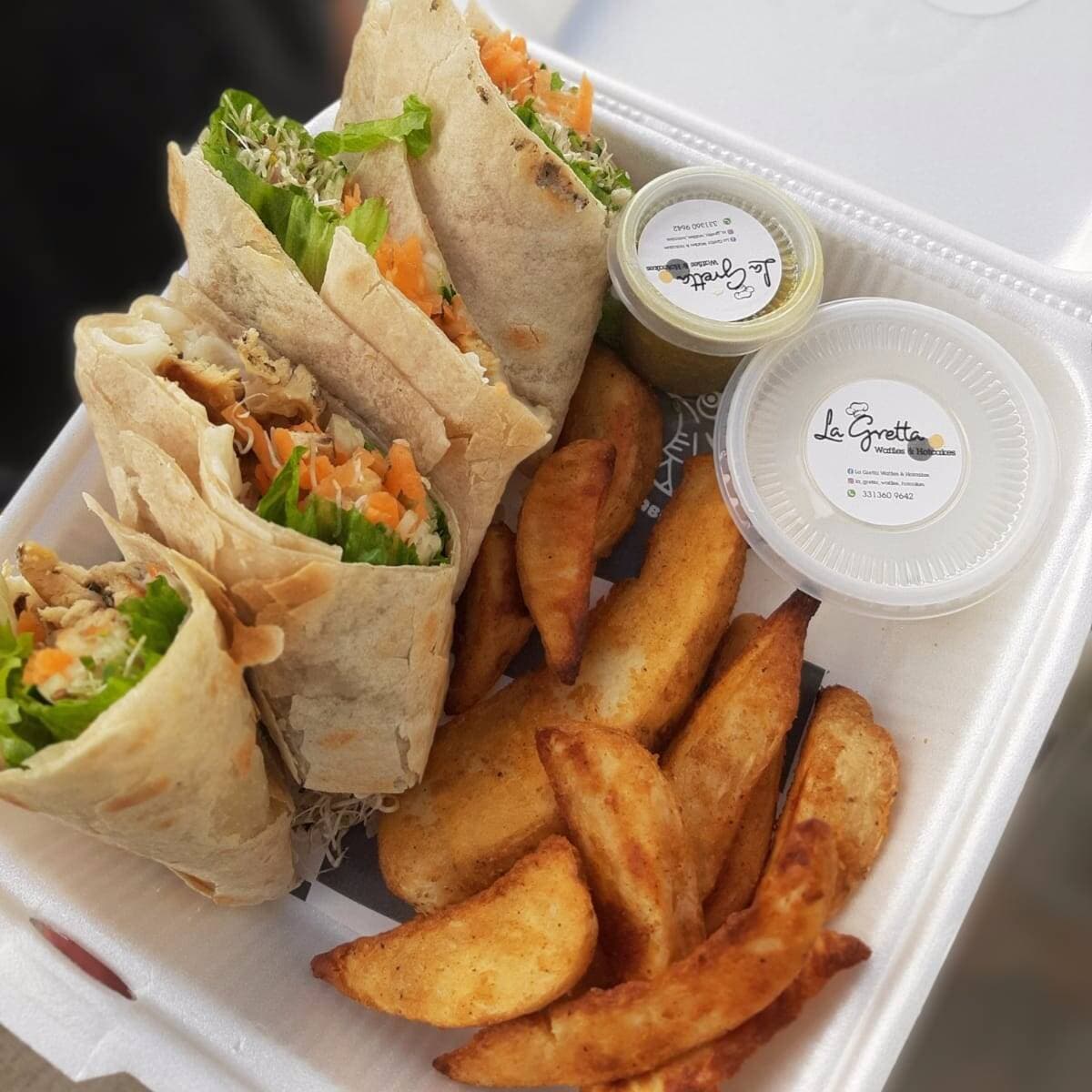 Wraps de Pollo con Papas Doradas