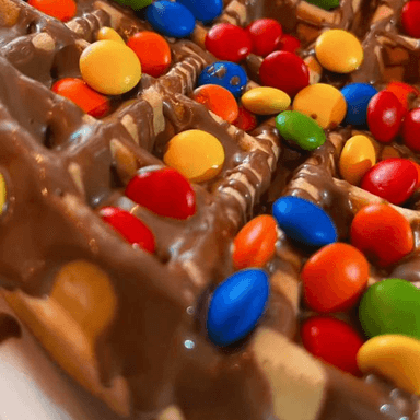 Waffle Nutella con M&m´s