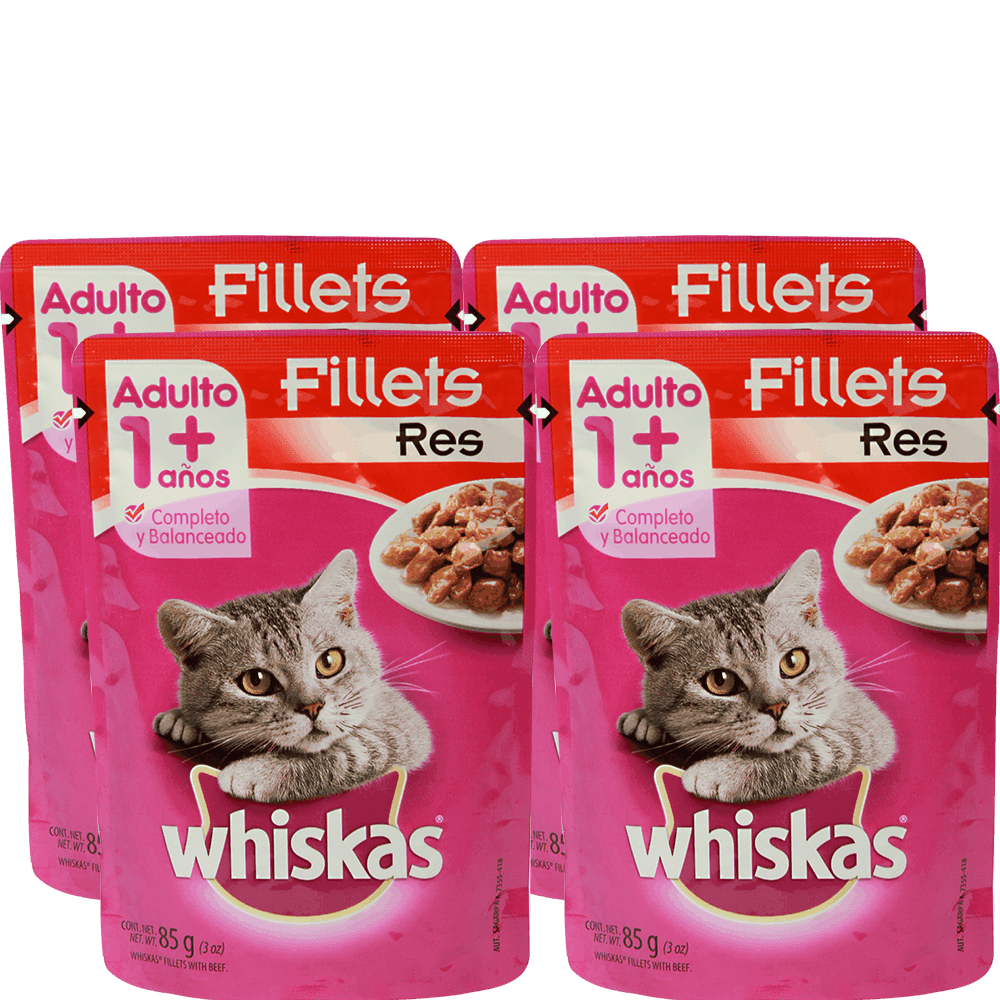 4 WHISKAS CARNE DE RES 85GRS