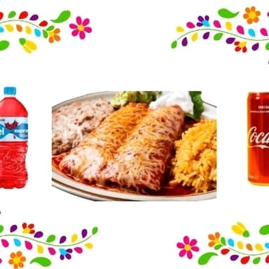 Enchiladas Rojas mas Soda