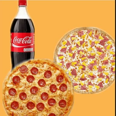 2 pizza mediana + coca de 2 lt.