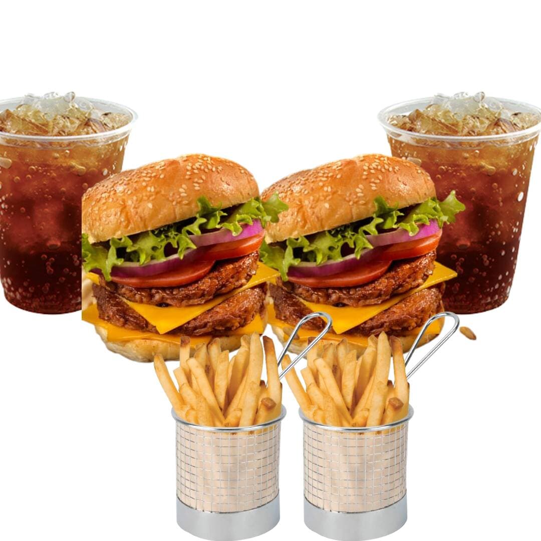2 Hamburguesas Dobles + Papas + Mr Tea -