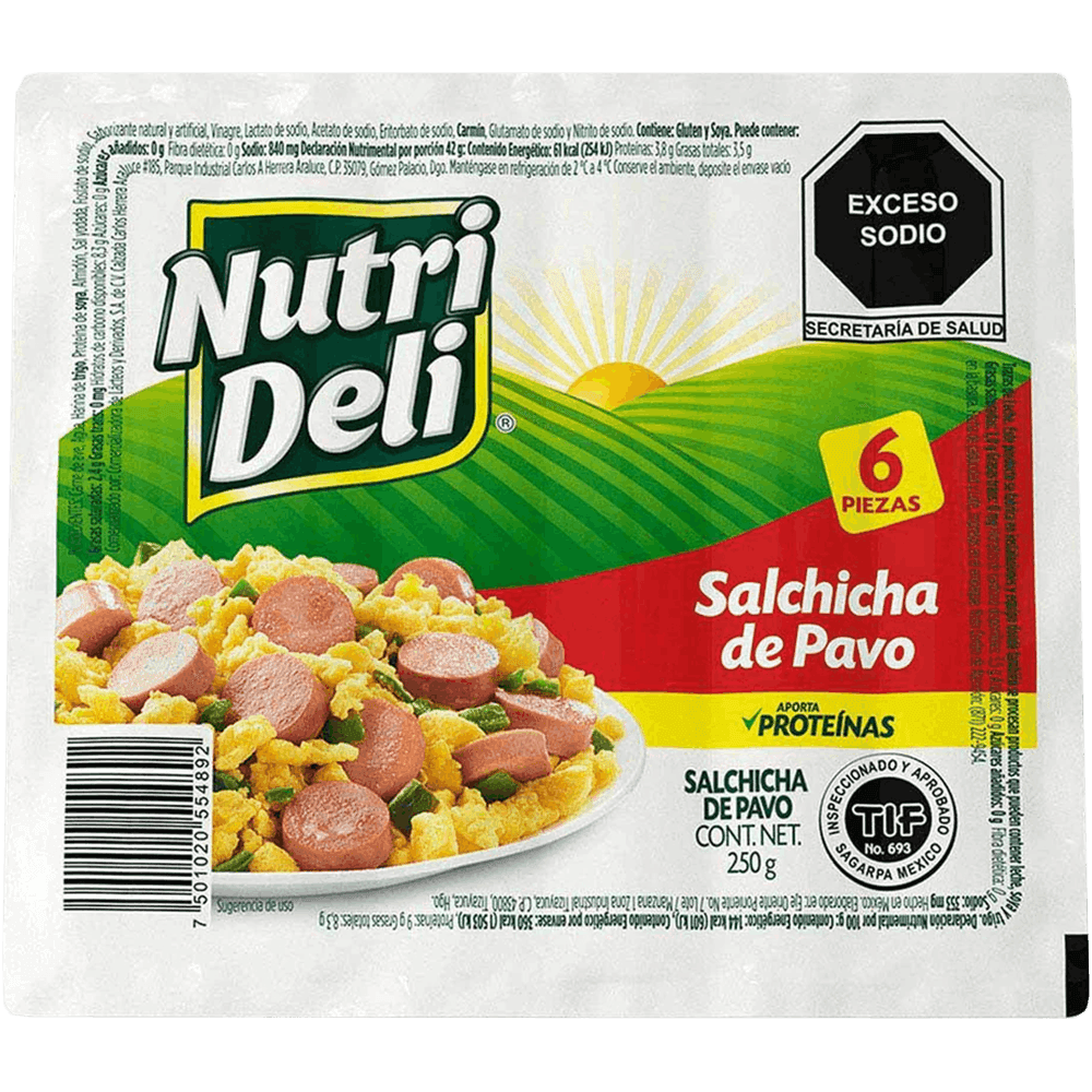 SALCHICHA PAVO NUTRI DELI  250GR PT
